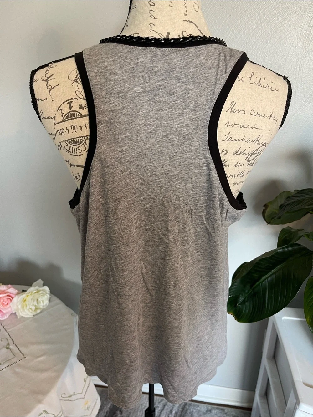 Michael Michael Kors Gray Chain Trim Tank Top Sleeveless Women’s